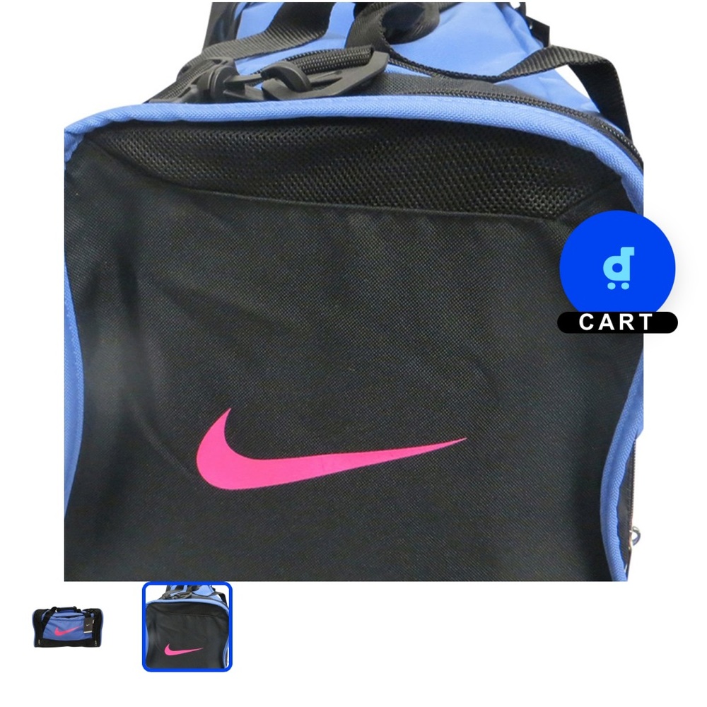 Nike Light Blue Travel Duffel with Pink Swoosh and Black Trim - Picture 2 of 6